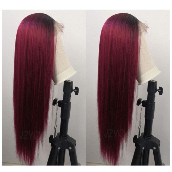 Sheer Beauté Wine Red Lace Front Straight Wig